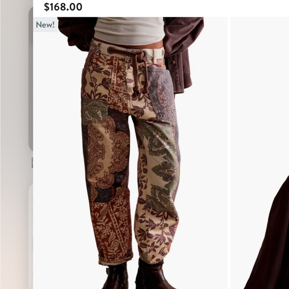 Free People Moxie Printed Low-slung Barrel Jeans